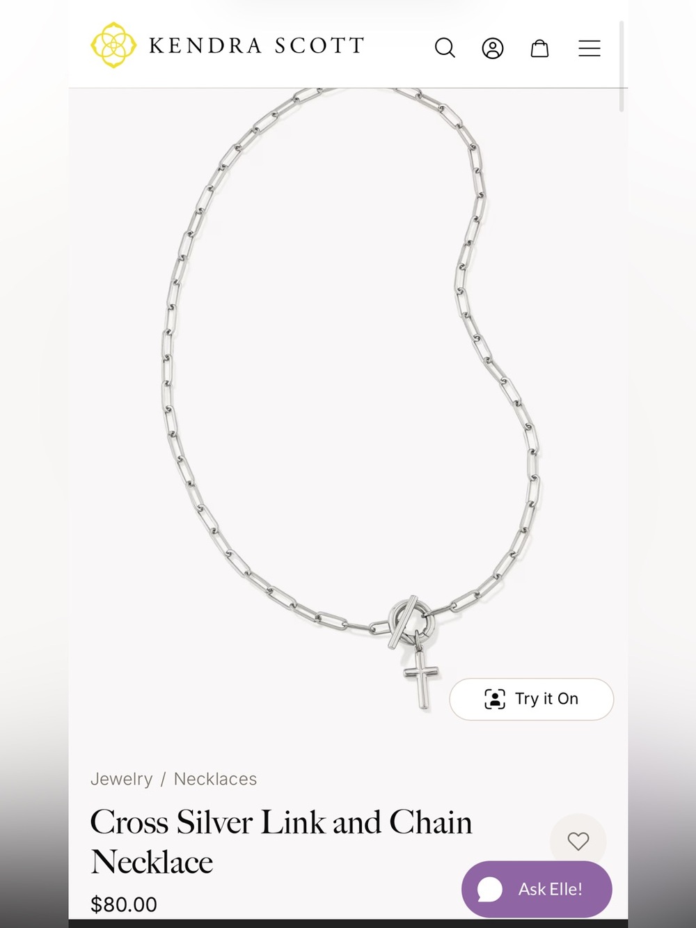 Kendra Scott silver toggle crosd